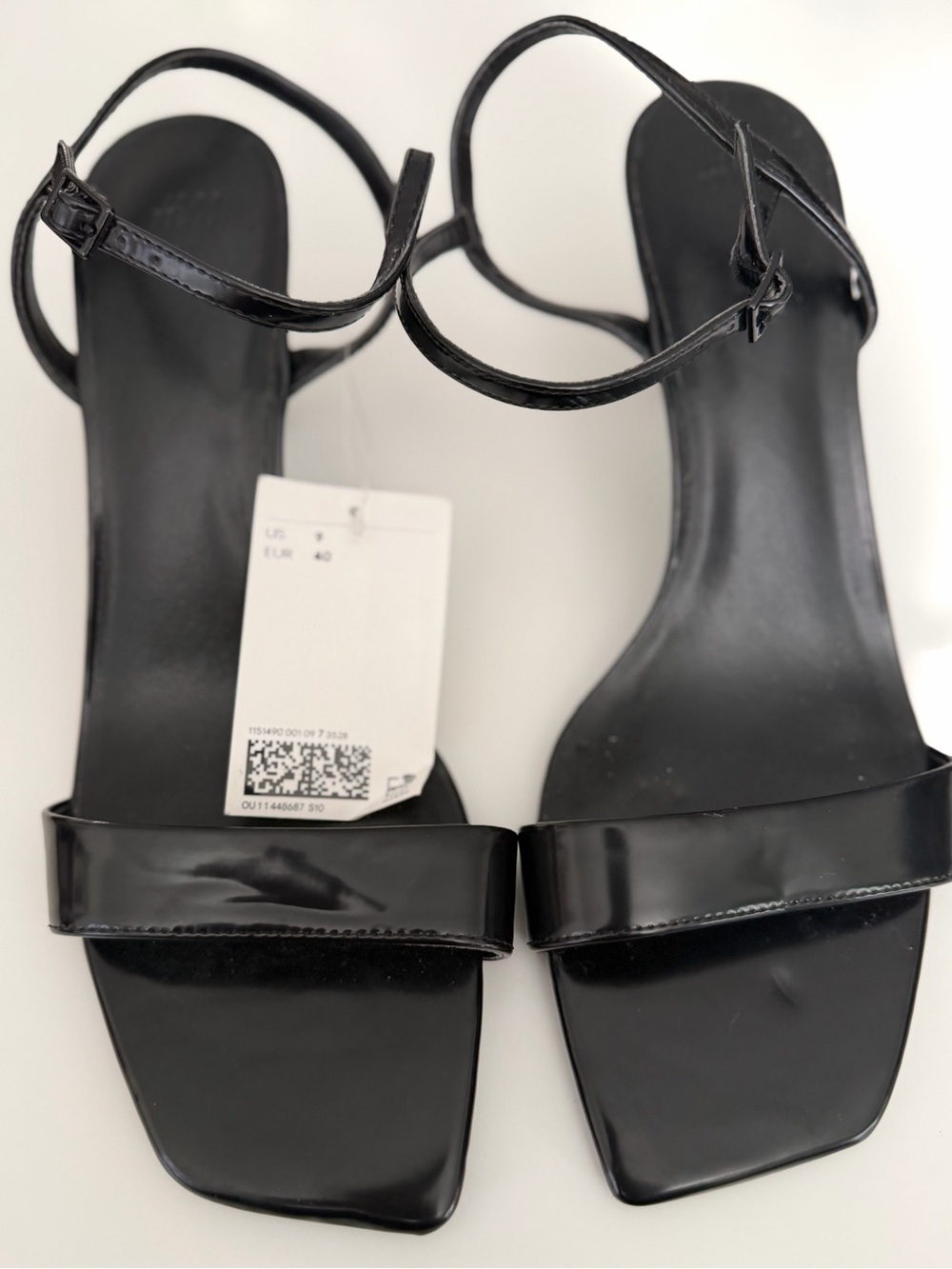 H&M Black Square-Toe Ankle-Strap Sandals